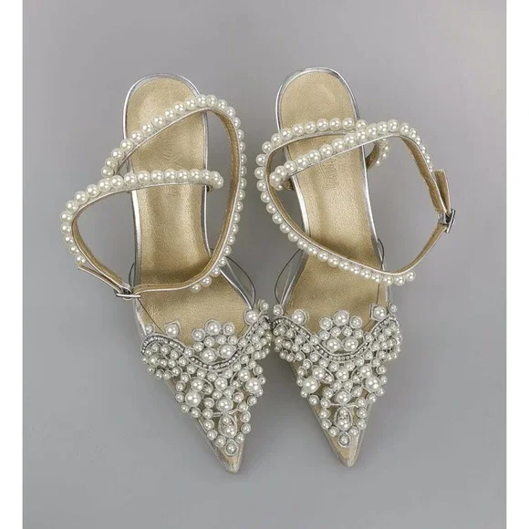 Cinxia (clear) Women's Pearl Encrusted Elegant High Heels Shoes - Picture 3 of 3